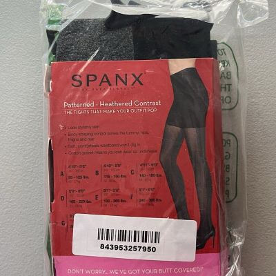 Spanx Tights Womens B Patterned Heathered Contrast Gray Black Shaper Tights